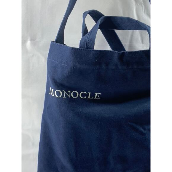 MONACLE Unisex Navy Blue Logo Snap-Button Canvas Shoulder/Handbag - Picture 5 of 13